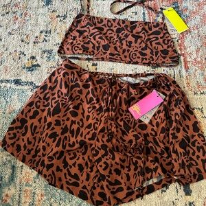 Leopard Print Crop Top and Shorts Set